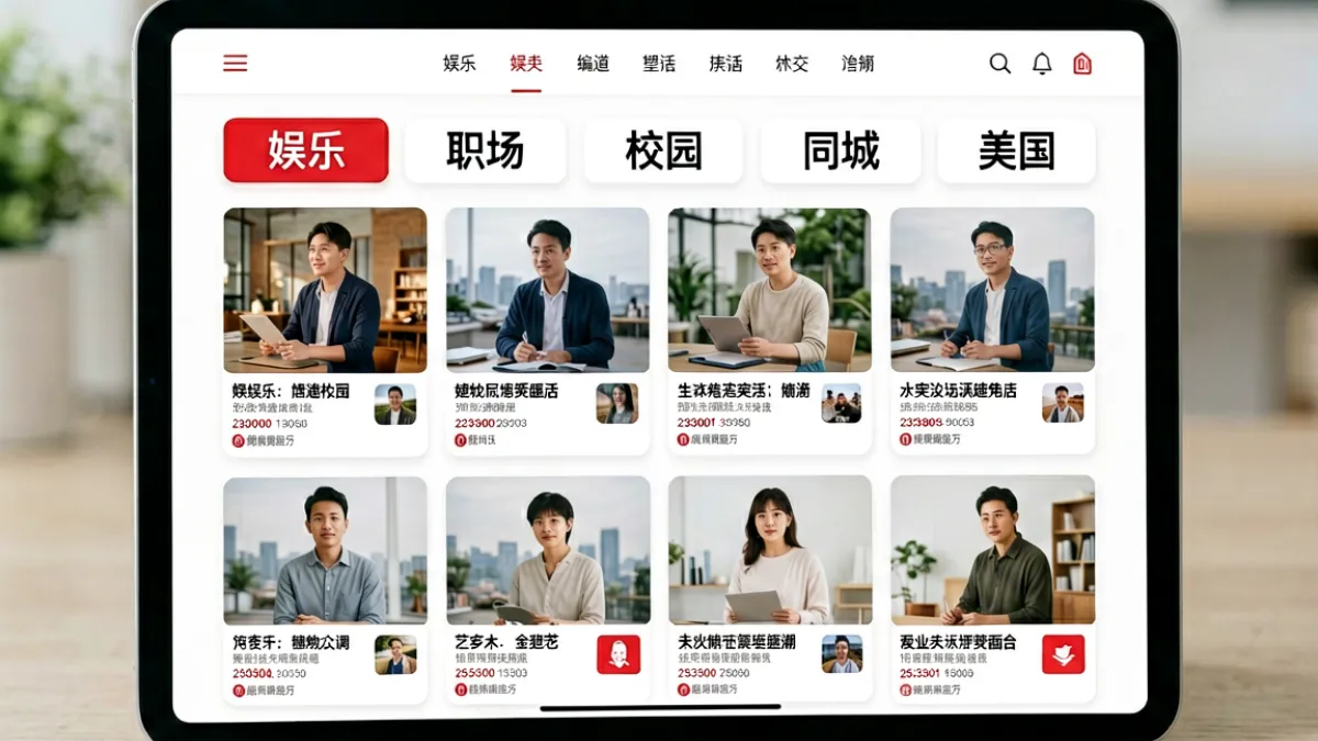 51吃瓜平台分类频道界面展示，包含娱乐职场校园同城等多个内容板块